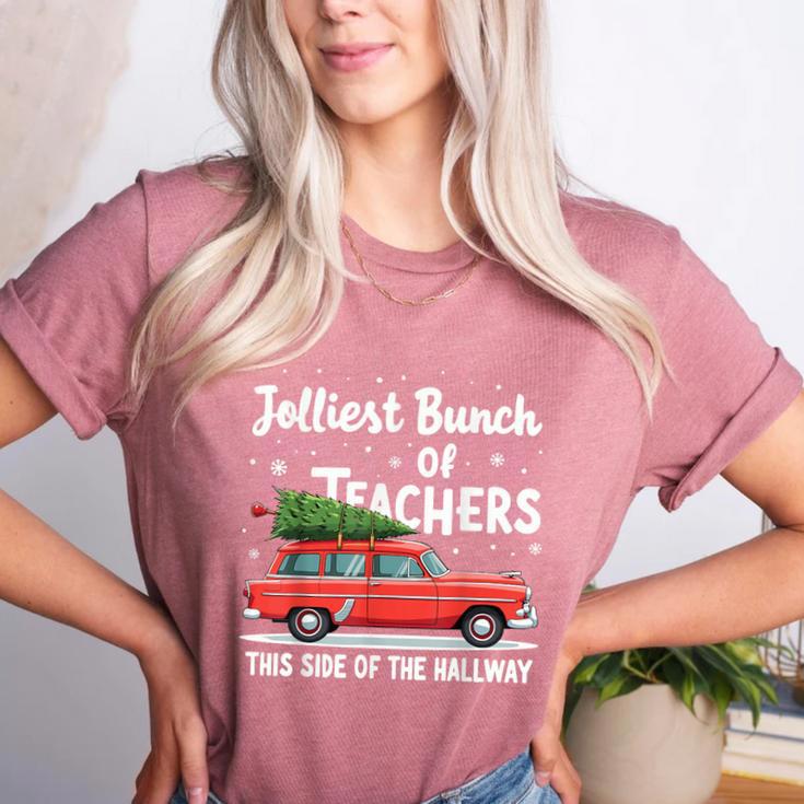 Jolliest Bunch Of Teachers This Side Of The Hallway Xmas PJ Women's Heather T-Shirt