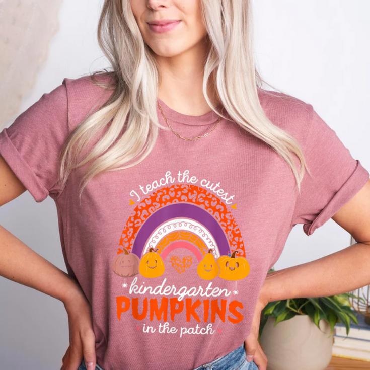 Kindergarten Teacher Pumpkin Patch Cute Women's Heather T-Shirt