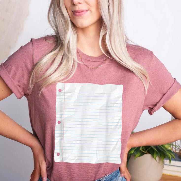 Lined Paper Notebook Halloween Costume For Students Teachers For Men Women Kids Women's Heather T-Shirt