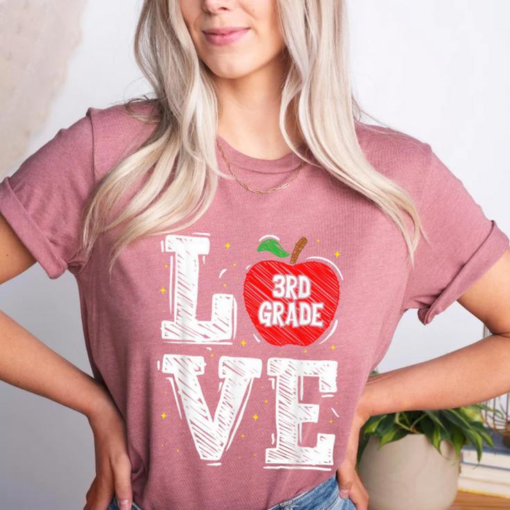LOVE Apple 3rd Grade Teacher Student School Women's Heather T-Shirt