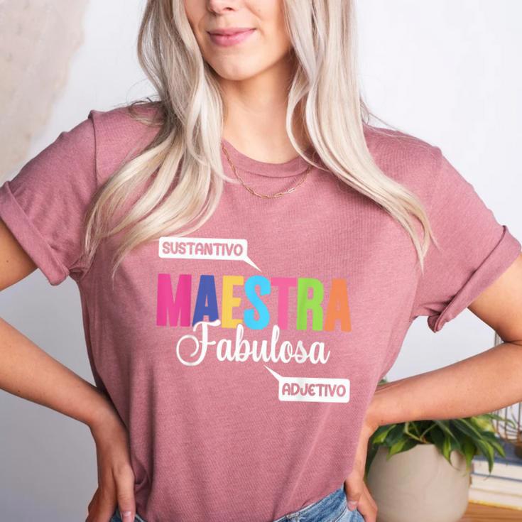 Maestra Fabulosa Bilingual Spanish Espanol Teacher School Women's Heather T-Shirt