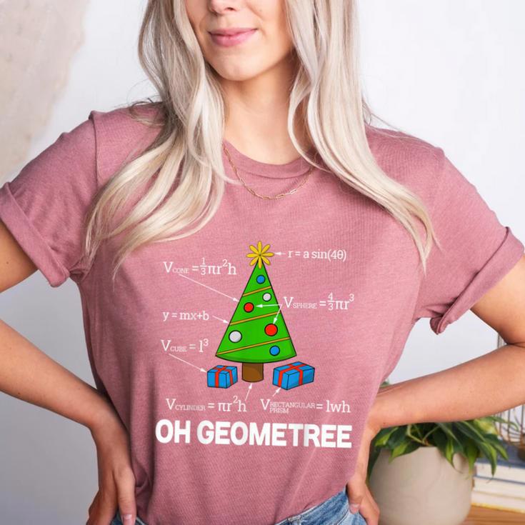 Math Geometry Christmas Tree Geometree Teacher Women's Heather T-Shirt