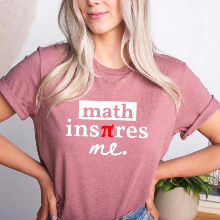 Math Inspires Me Spelled With Pi Day Teacher Women's Heather T-Shirt