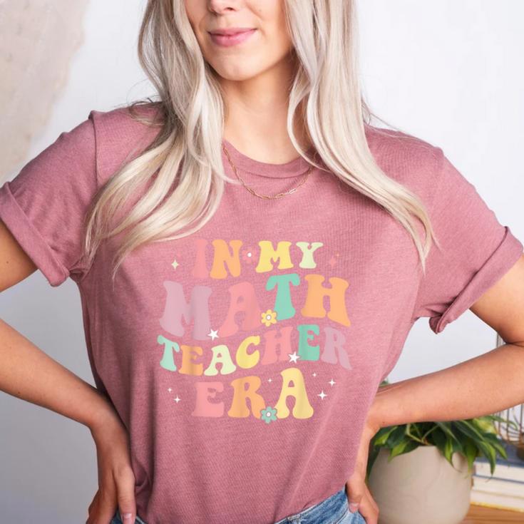 In My Math Teacher Era Retro Back To School Groovy Teacher Men Women Women's Heather T-Shirt