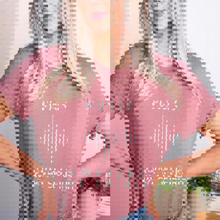 Music Awakens My Spirit Inspiring Musician Teacher Quote Women&#x27;s Heather T-Shirt