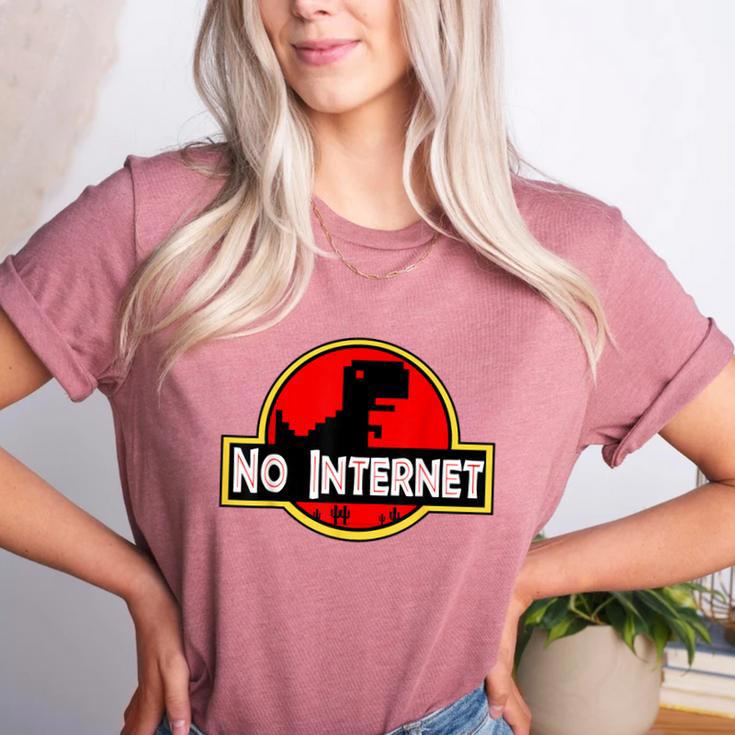 Nerdy No Internet Dinosaur Computer Science Teacher Women's Heather T-Shirt