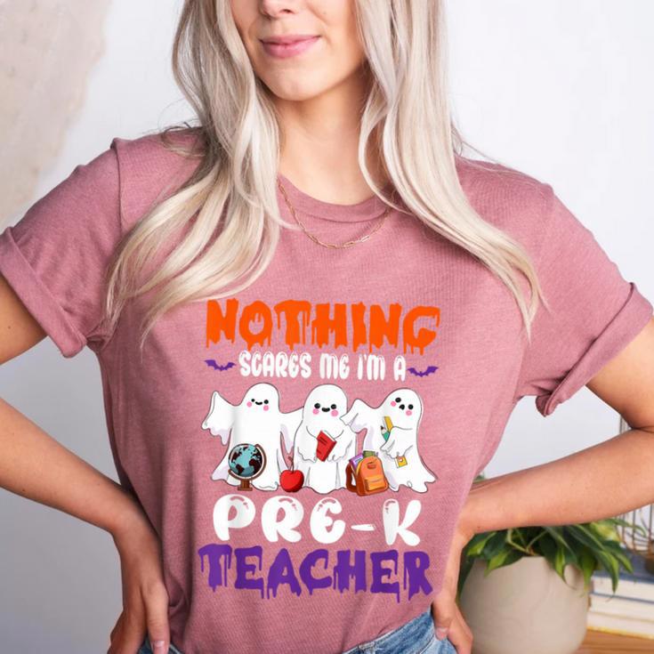 Nothing Scares Me I'm A Pre-K Teacher Halloween Ghosts Women's Heather T-Shirt