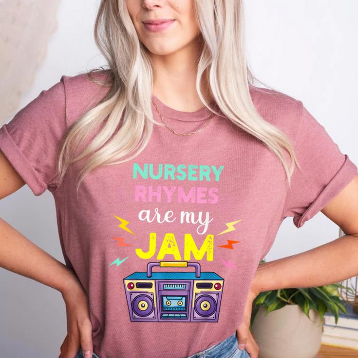 Nursery Rhymes Are My Jam 80s Retro Teachers & Students Kids Women's Heather T-Shirt