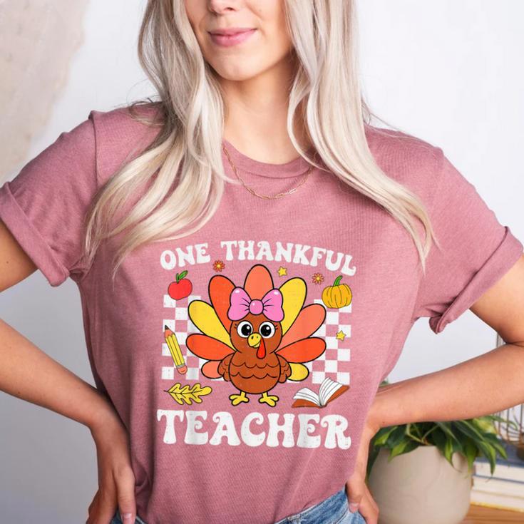 One Thankful Teacher Turkey Thanksgiving Teaching Women's Heather T-Shirt