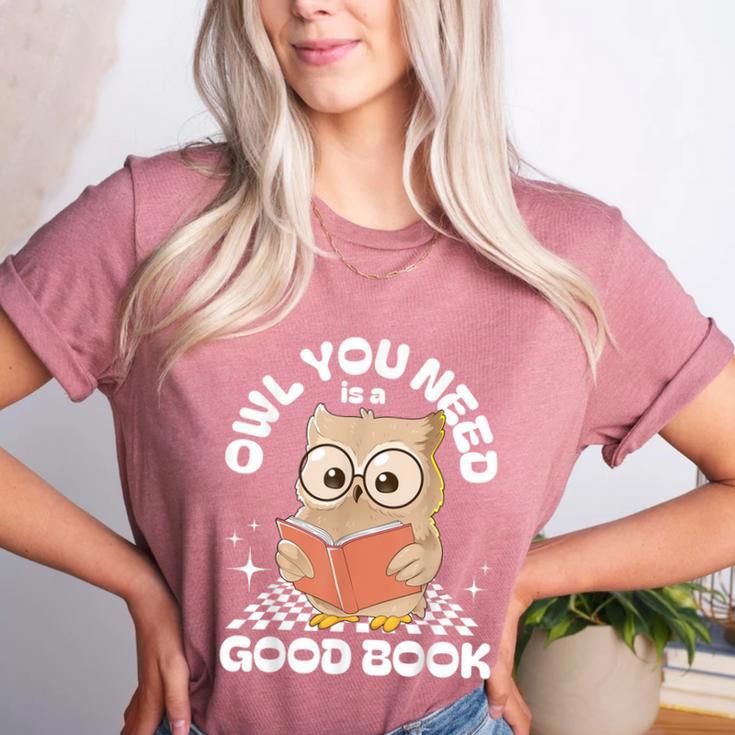 Owl You Need Is A Good Book Teacher Librarian Reading Women's Heather T-Shirt