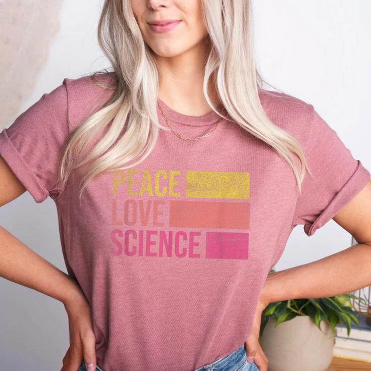 Peace Love Science Lovers Math Chemistry Teacher Women's Heather T-Shirt