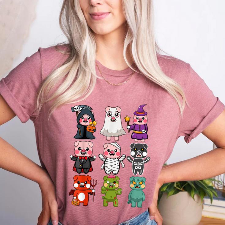 Pig Spooky Ghost Witch Boo-Jee Horror Pumpkin Pig Halloween Women's Heather T-Shirt