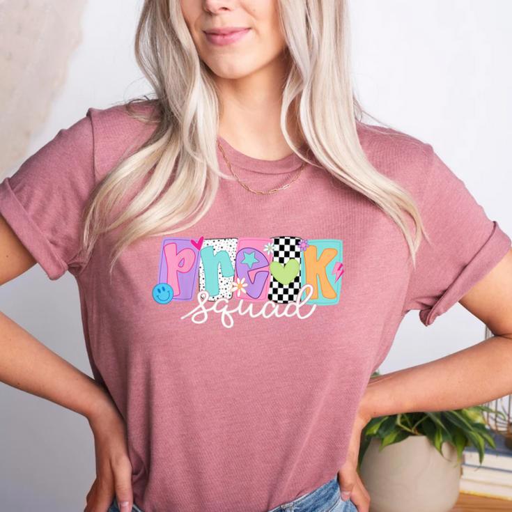 Preschool Squad Team Pre-K Crew Back To School Teacher Women's Heather T-Shirt