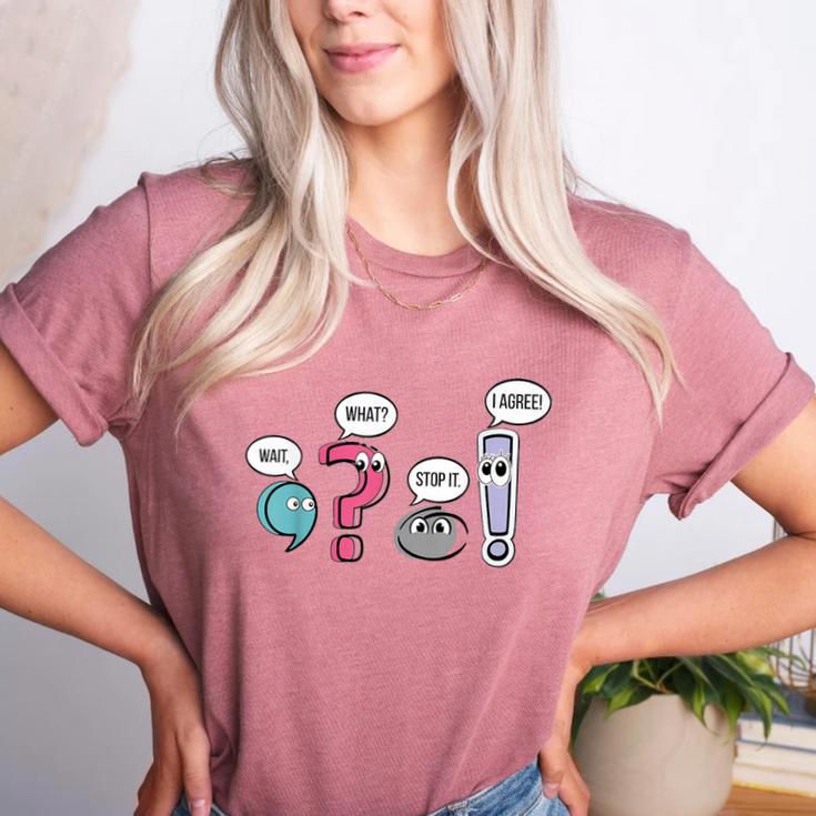 Punctuation English Teacher Wait What Stop It I Agree Women's Heather T-Shirt
