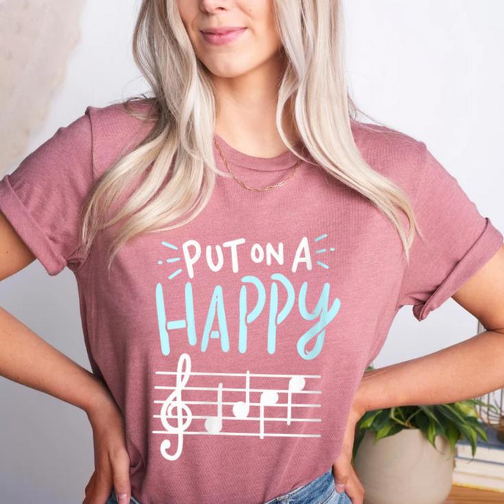 Put On A Happy Face Music Music Teacher Women's Heather T-Shirt