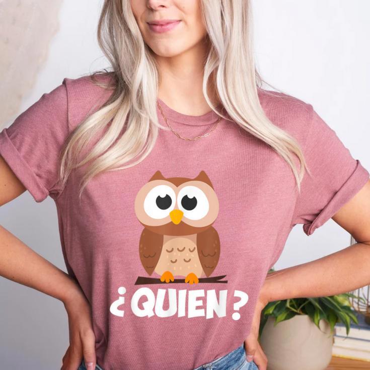 Quien Who Owl Spanish Teacher Women's Heather T-Shirt