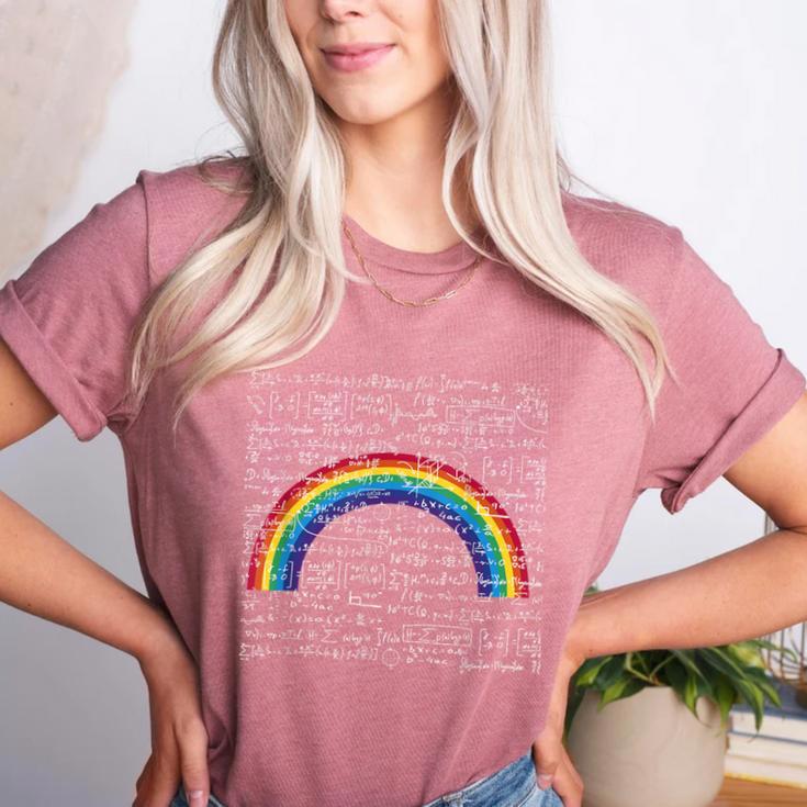Rainbow Math Equation Teacher Nerd Retro LGBT Gay Pride Flag Women's Heather T-Shirt
