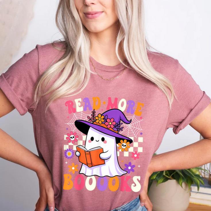 Read More Books Ghost Reading Book Teacher Halloween Women's Heather T-Shirt