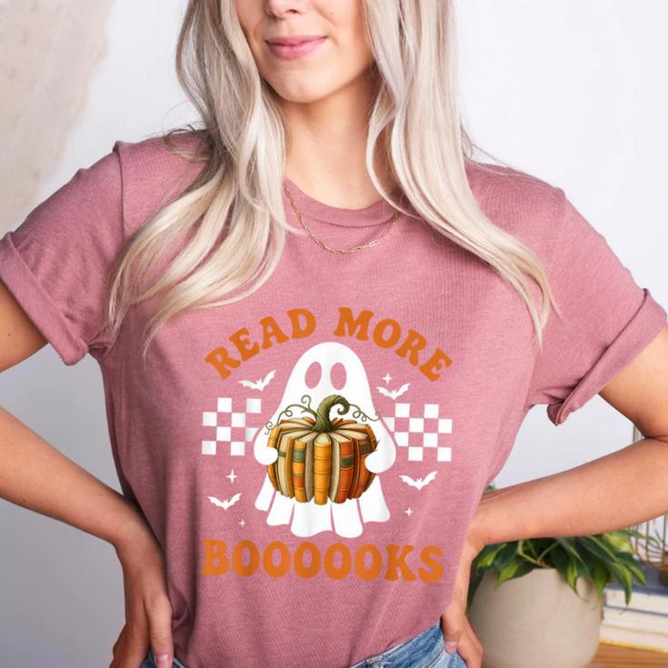 Read More Books Halloween Retro Pumpkin Reading Fall Teacher Women's Heather T-Shirt