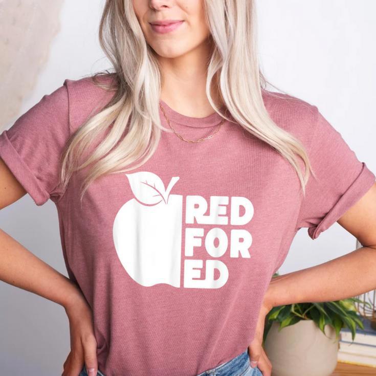 Red For Ed Teacher Support Public Education For Men Women Kids Women's Heather T-Shirt
