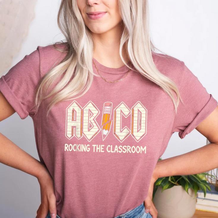 Retro Abcd Teacher Novelty Back To School Teacher Women's Heather T-Shirt