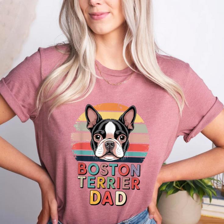 Retro Boston Terrier Dad Women's Heather T-Shirt