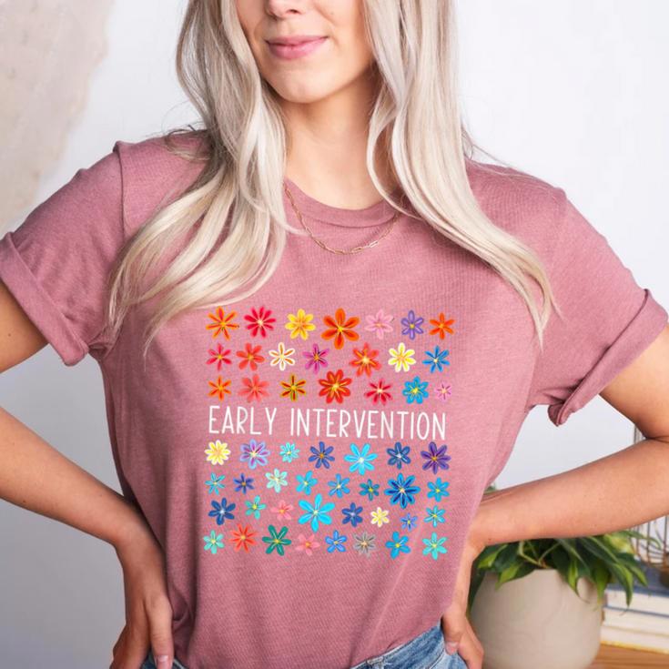 Retro Wildflower Early Intervention Teacher Interventionist Women's Heather T-Shirt