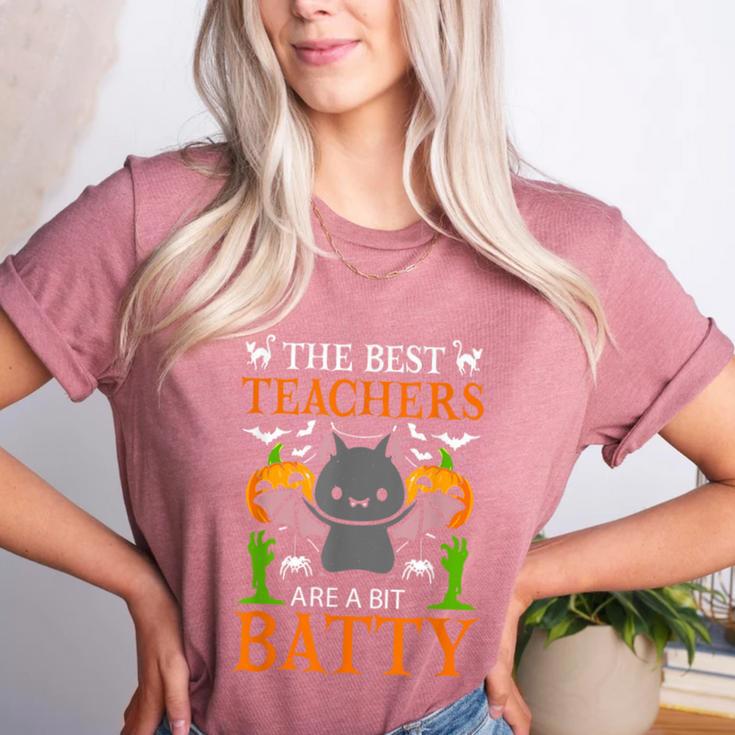 School Teacher A Bit Batty Teaching Bat Halloween Costume Women's Heather T-Shirt