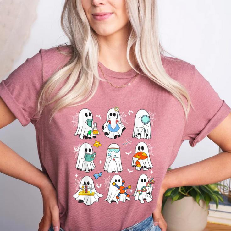 Science Teacher Ghost Laboratory Halloween Teacher Women's Heather T-Shirt