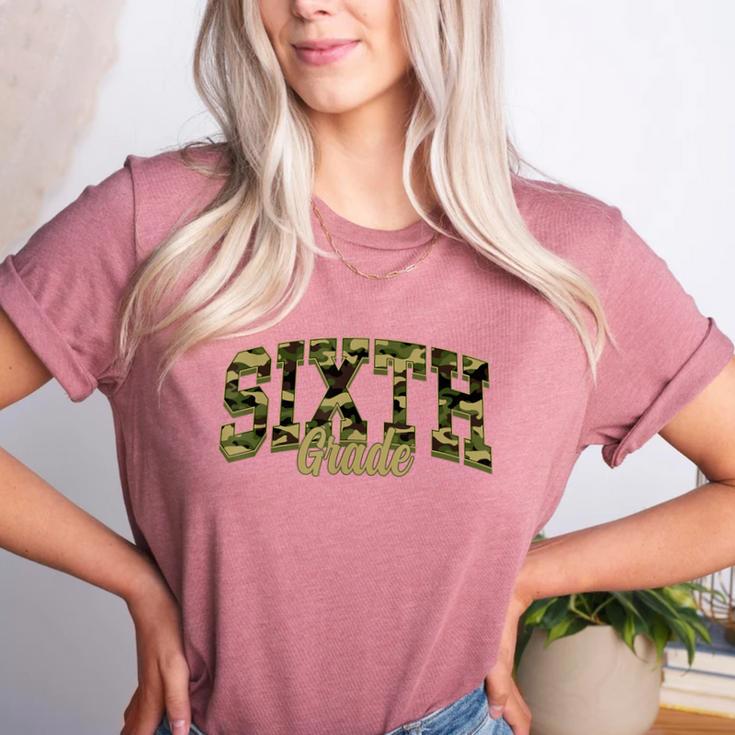 Sixth Grade Teacher Student Camouflage Back To School Women's Heather T-Shirt