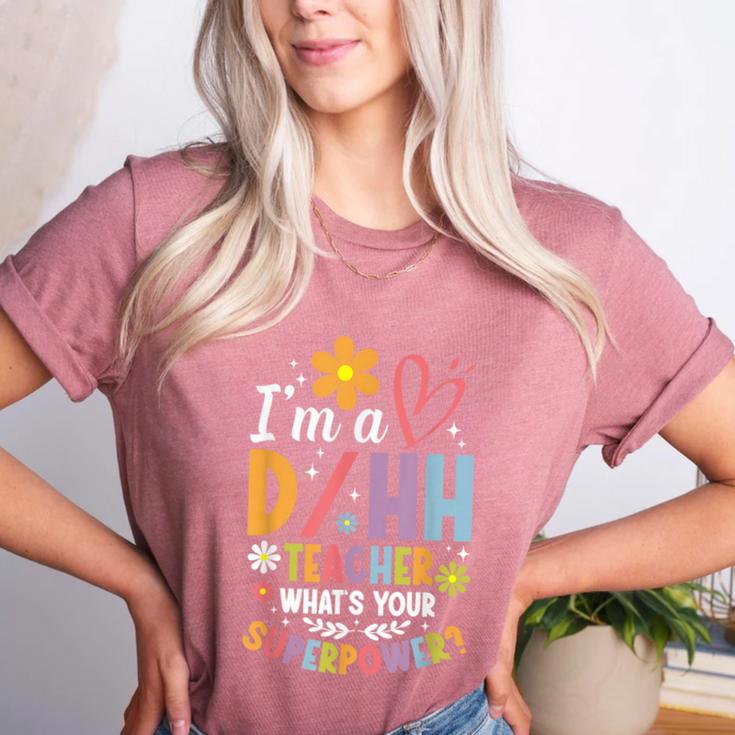 Special Education ASL Teacher Superpower DHH Teacher Women's Heather T-Shirt