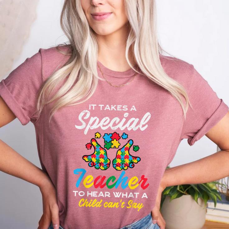 Special Teacher To Hear Child Cant Say Autism Awareness Sped Women's Heather T-Shirt
