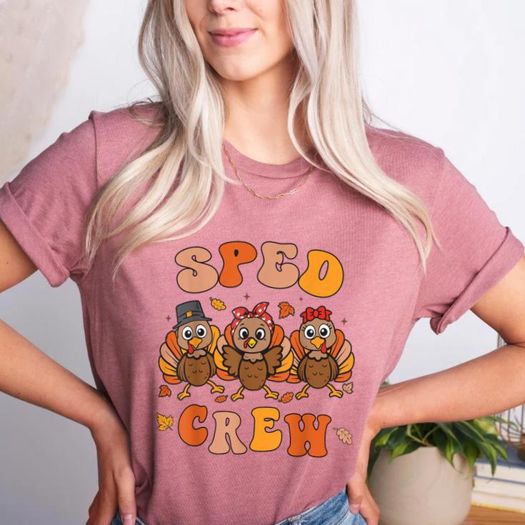 Sped Teacher Crew Thanksgiving Special Education Teacher Women's Heather T-Shirt