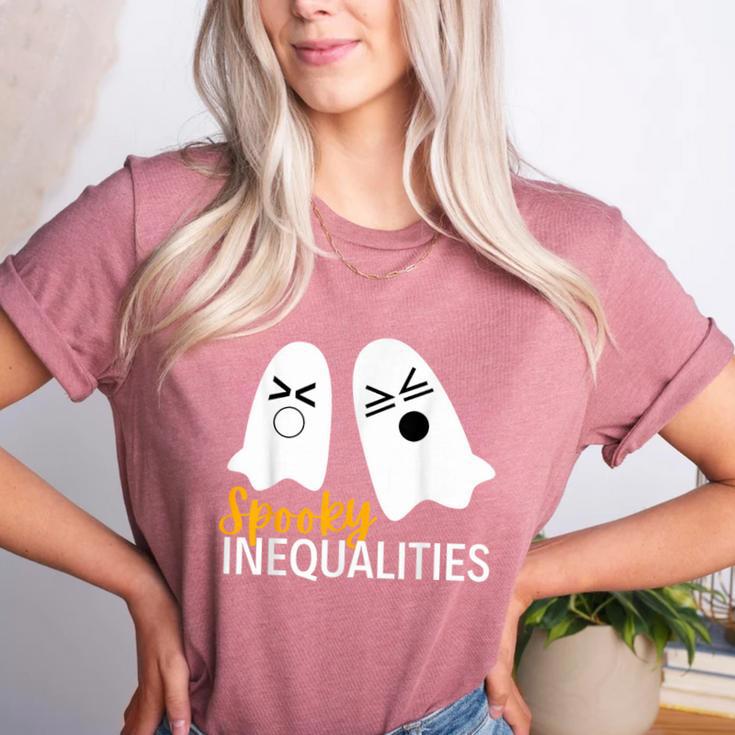 Spooky Ghost Inequalities Halloween Math Teacher Women's Heather T-Shirt