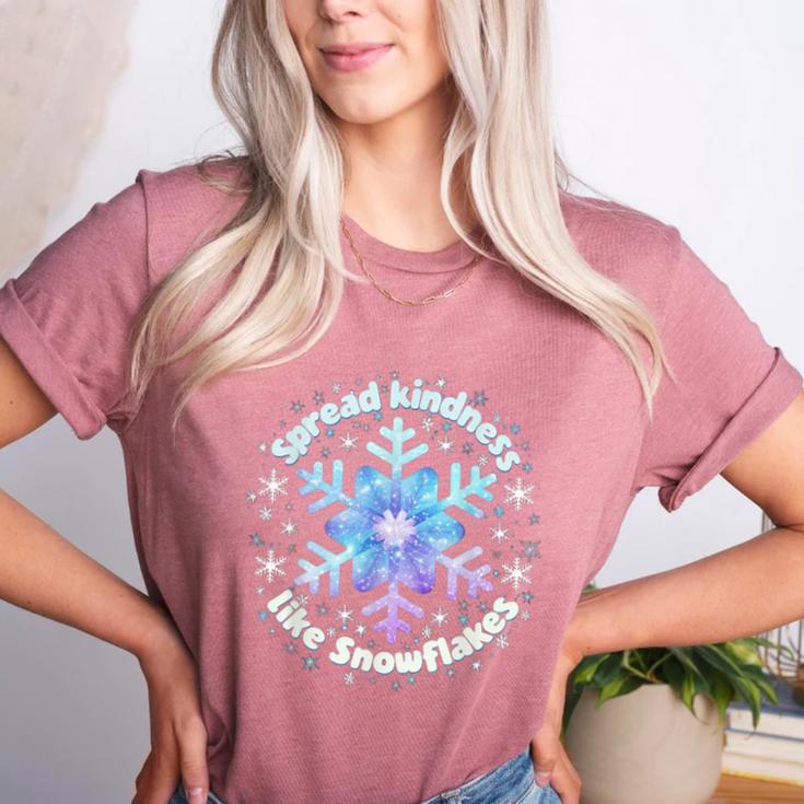 Spread Kindness Like Snowflakes Christmas Teacher Unity Day Women's Heather T-Shirt