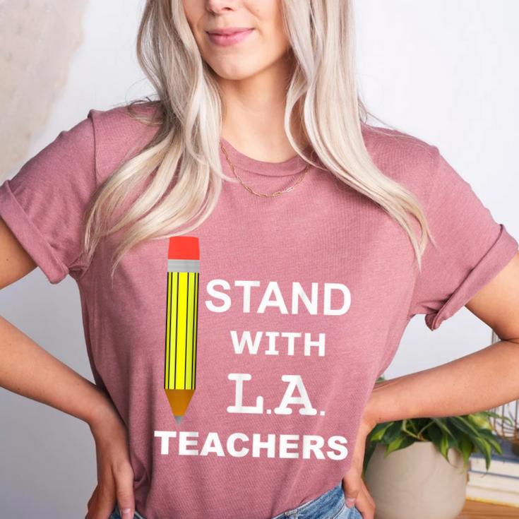 Stand With LA Teachers Tshirt United Los Angeles T Shirt Men Women Kids Women's Heather T-Shirt