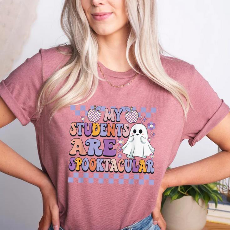 My Students Are Spooktacular Teacher Halloween Vibes Women's Heather T-Shirt