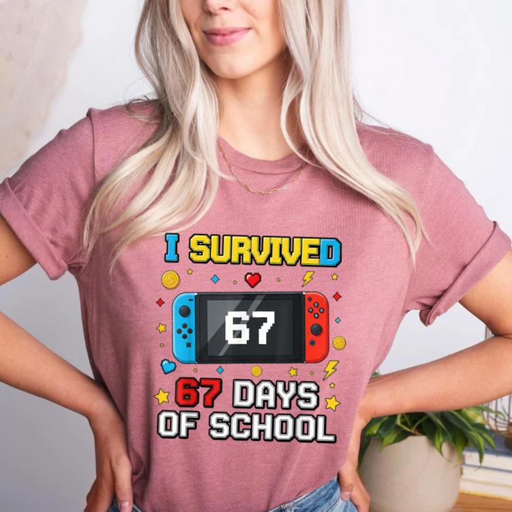I Survived 67 Days Of School 67 Teacher Squad Matching Women's Heather T-Shirt