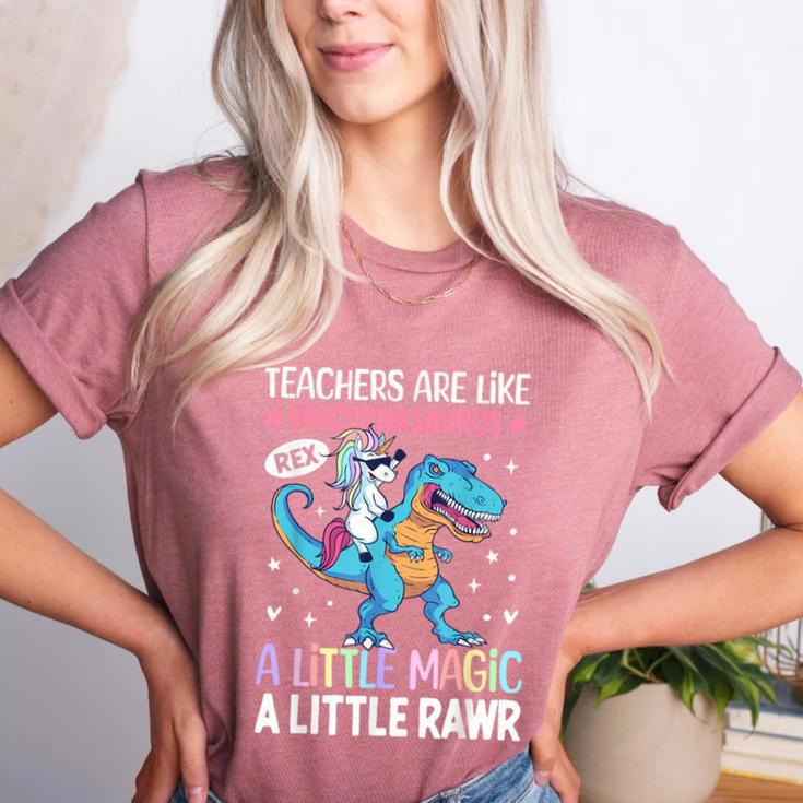 T Rex Dinosaur Unicorn Teachers Are Like Unicornasaurus Rex Women's Heather T-Shirt