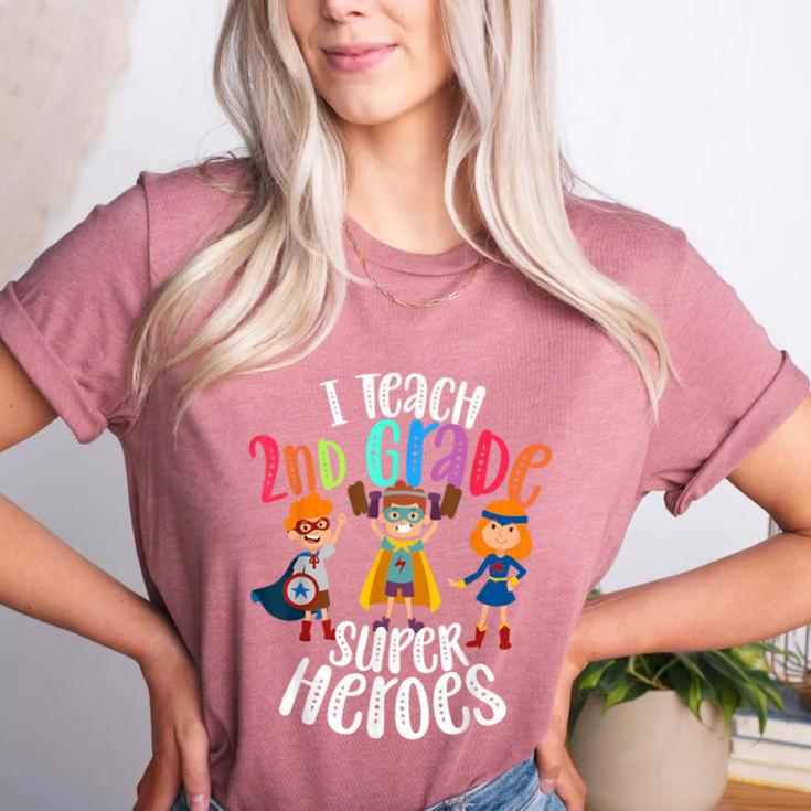 I Teach 2nd Grade Superheroes Back To School Teacher Men Women Girls Kids Women's Heather T-Shirt