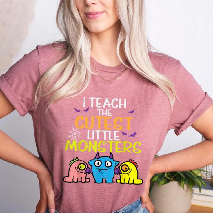 I Teach Cutest Little Monsters Halloween Teacher Men Women Women's Heather T-Shirt