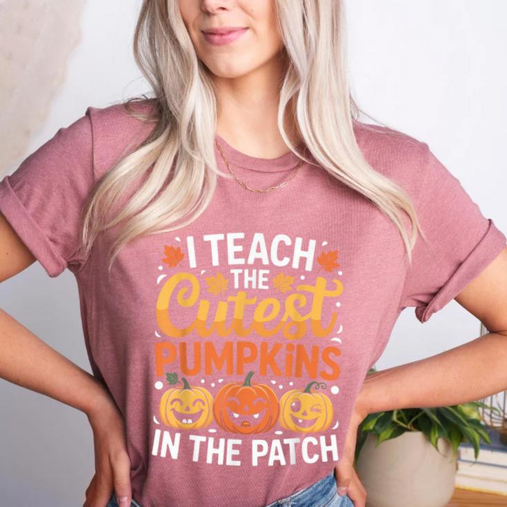 I Teach The Cutest Pumpkins Tshirt Halloween Teacher Women's Heather T-Shirt