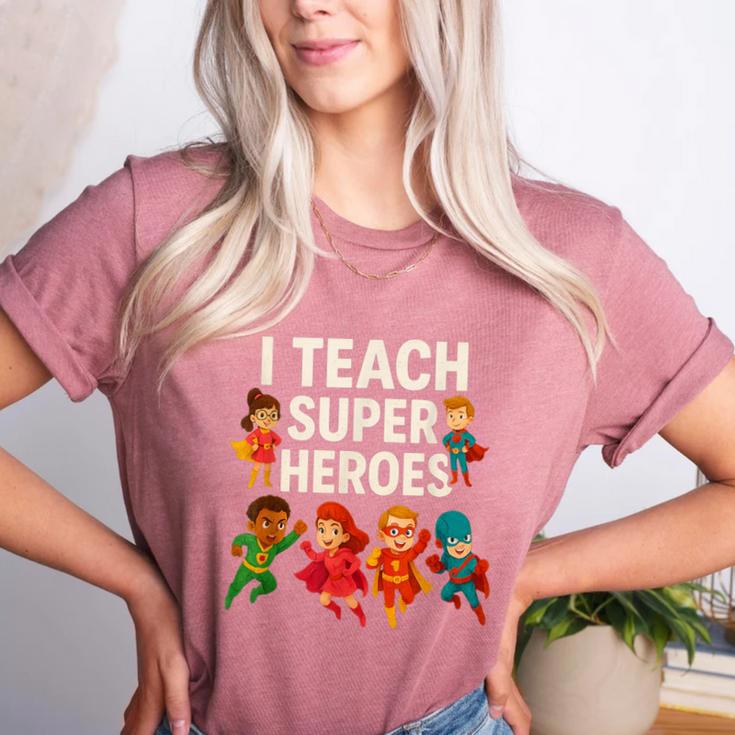 I Teach Super Heroes Teacher Women's Heather T-Shirt