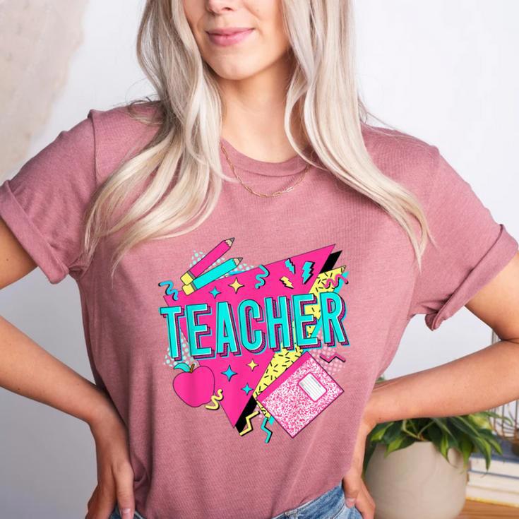 Teacher 90s Retro Colorful Teacher Of The 90s Back To School Women's Heather T-Shirt