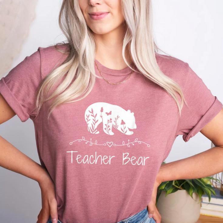 Teacher Bear For Educators Teacher Appreciation Women's Heather T-Shirt