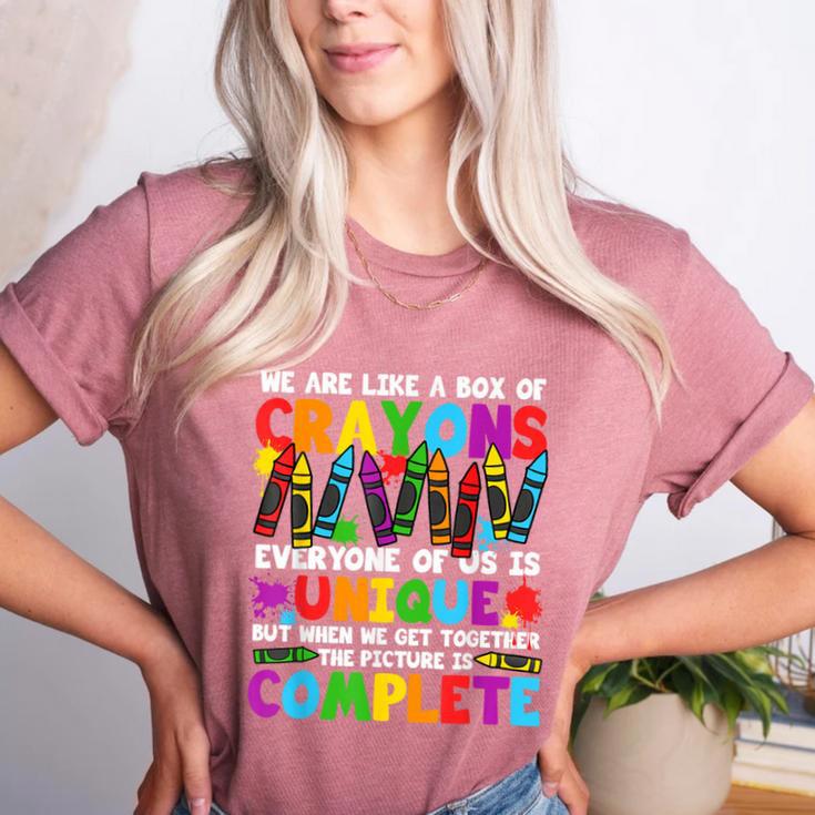 Teacher We Are Like A Box Of Crayons Back To School Women's Heather T-Shirt