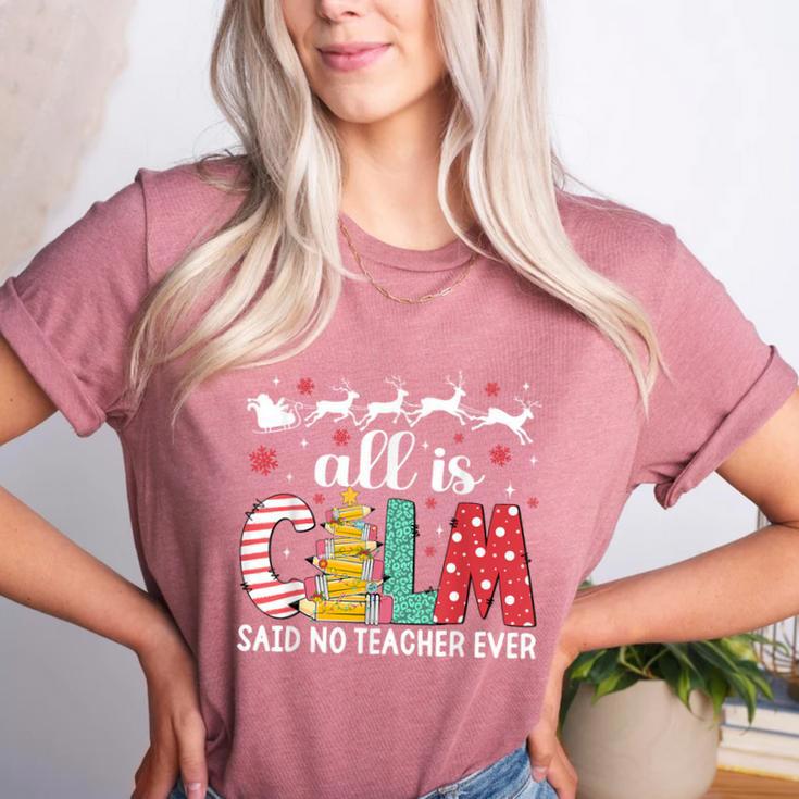 Teacher All Calm Said No Teacher Christmas Pencil Tree Women's Heather T-Shirt