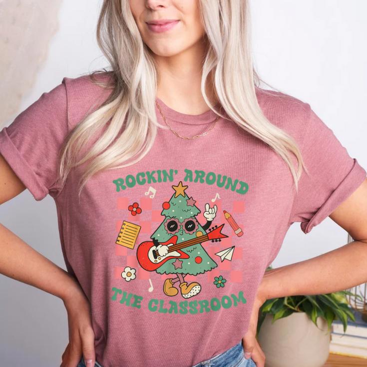 Teacher Christmas Rockin' Around The Classroom Men Women Kids Women's Heather T-Shirt