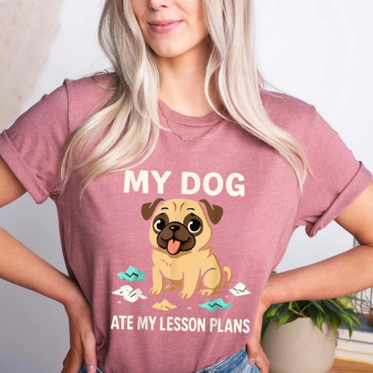 Teacher My Dog Ate My Lesson Plans School Staff Women's Heather T-Shirt