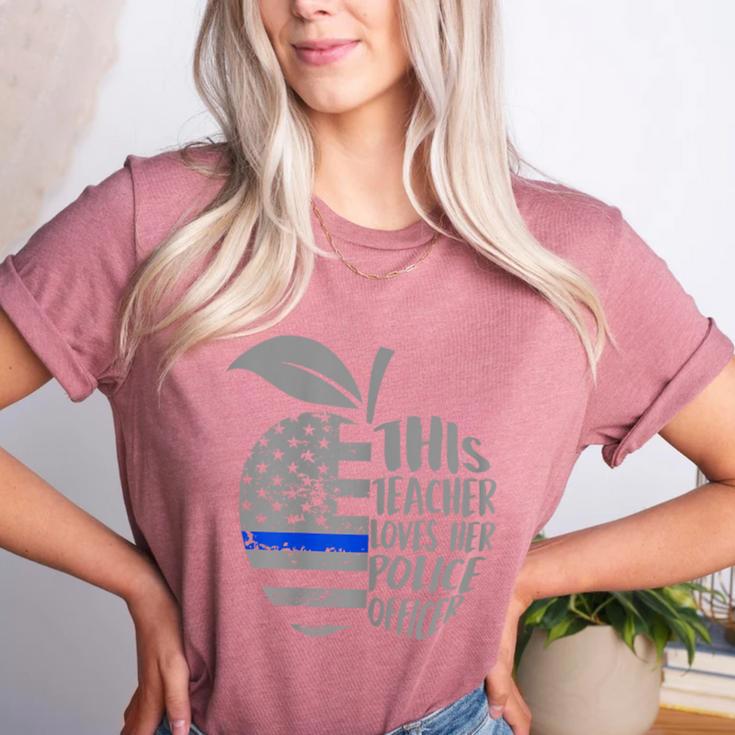 This Teacher Loves Her Police Officer Wife Saying Women's Heather T-Shirt